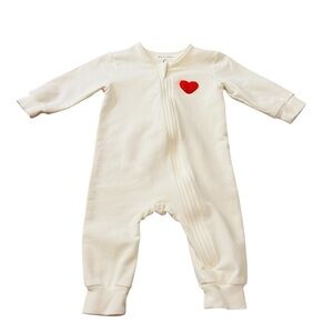 Petit Lem White Onsie with Red Heart Size 6 Months